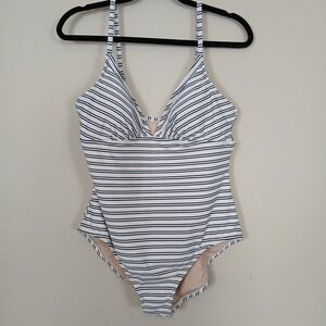 Kona Sol One Piece Swimsuit Women Large Nautical Preppy Coastal Resort Beach